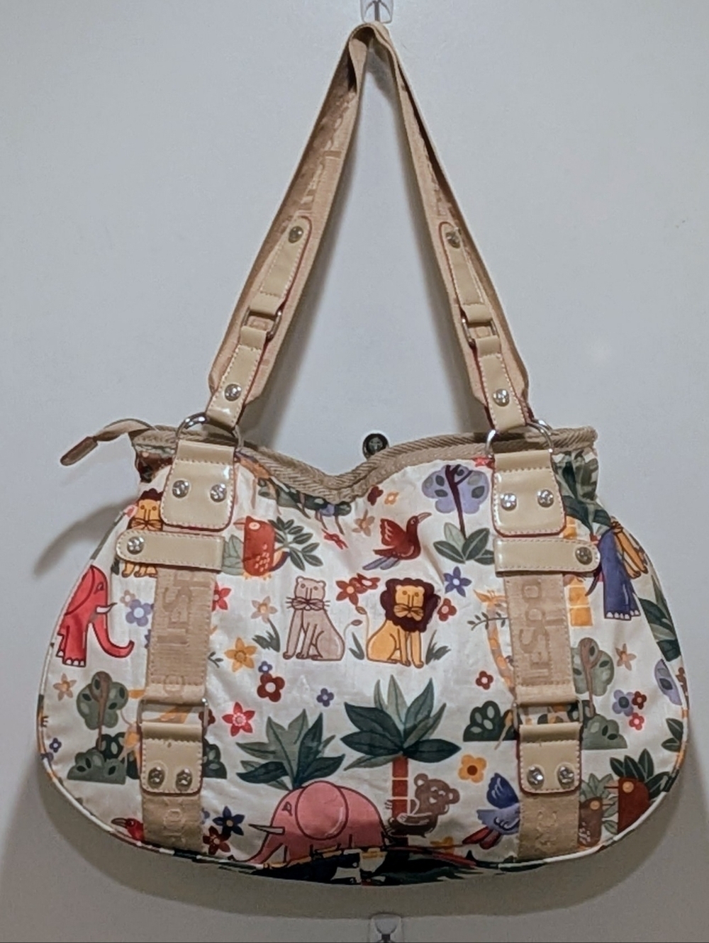 EUC LeSportSac x Tokidoki Animal Floral Print Shoulder Bag with Floral Lining - Picture 9 of 13